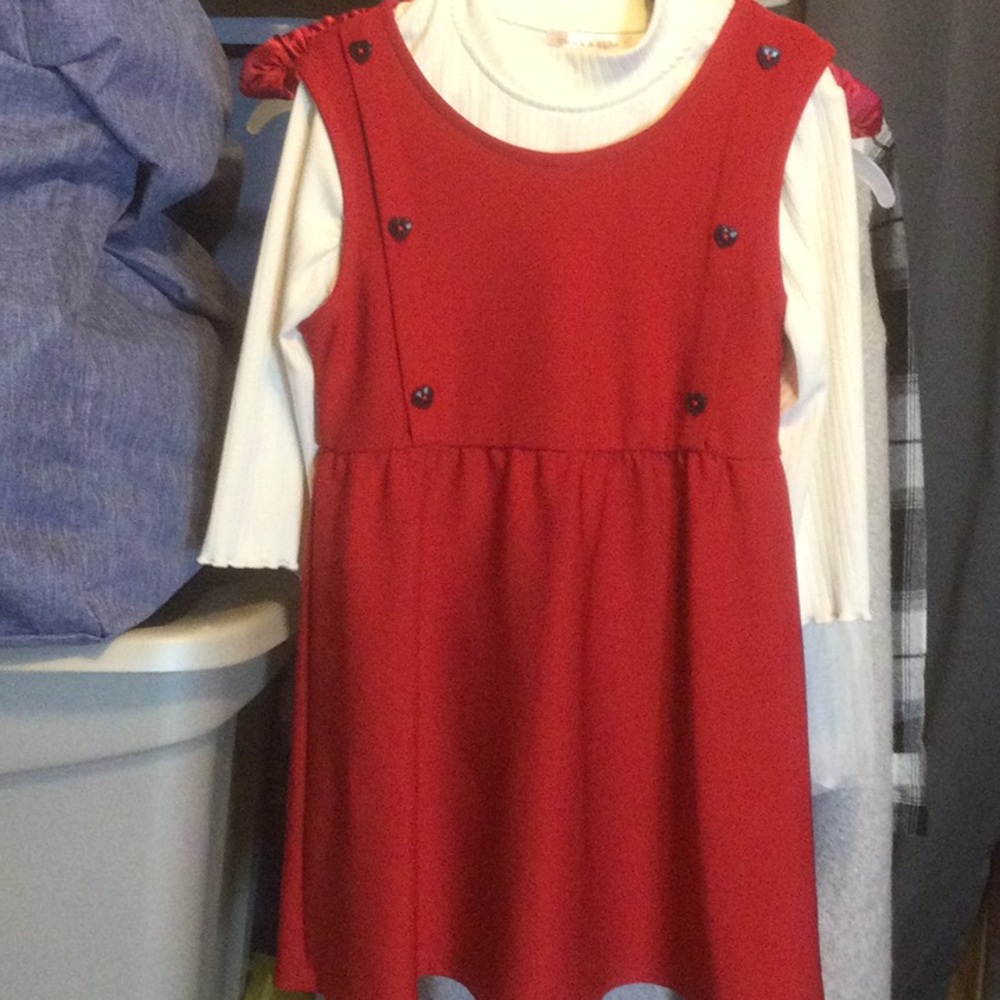 Emma & Elsa red dress with white shirt Sz 6x